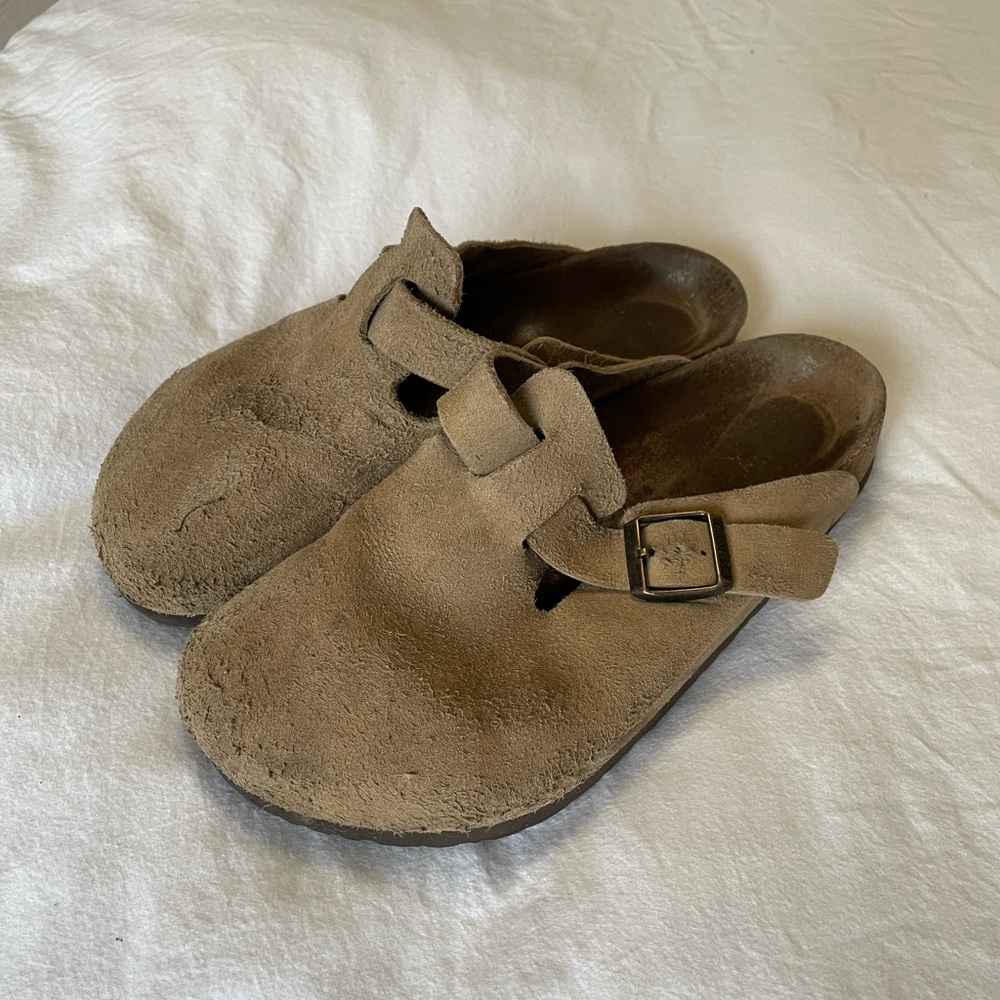 Birkenstock Boston Clog Taupe Suede Leather Size 41 Regluar M8 / W10